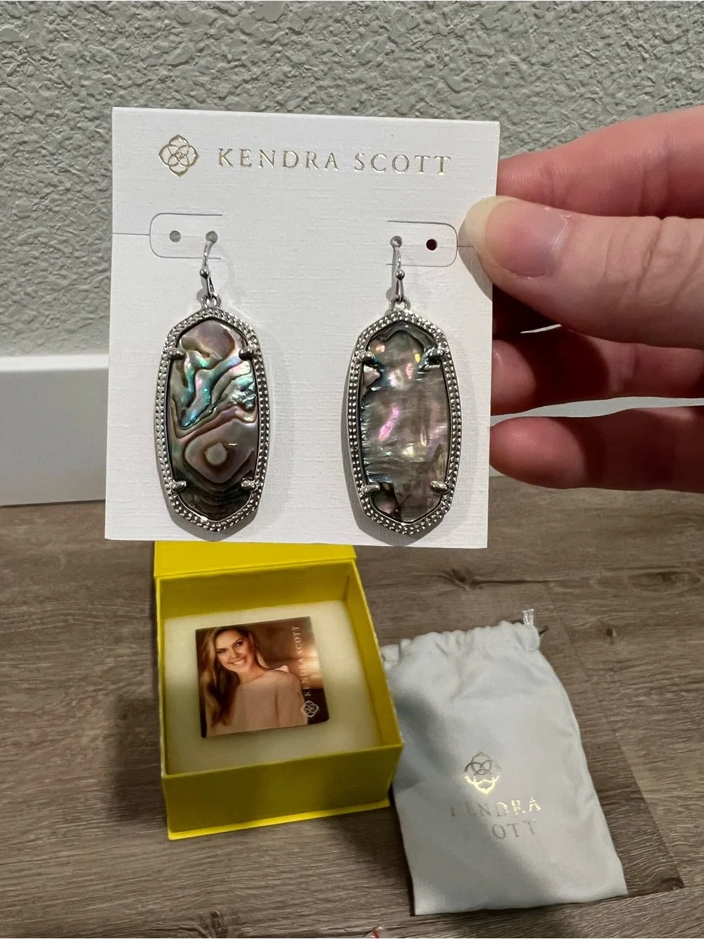 Kendra Scott Iridescent Abalone Drop Earrings in Silver and Multicolor